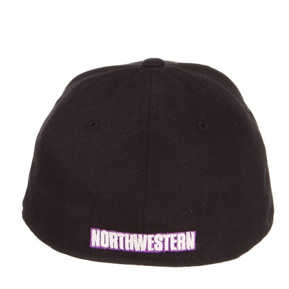 Northwestern University Wildcats Zephyr Black Fitted Hat with Stylized N Design