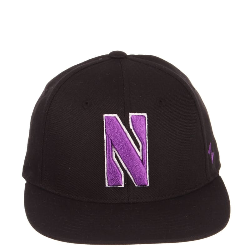 Northwestern Wildcats Zephyr Black Fitted Hat with Stylized N Design