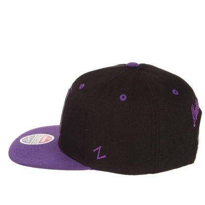 Northwestern Wildcats Zephyr Constructed Adjustable Black/Purple Flat Brim Snapback Hat with Tonal Stylized N Design