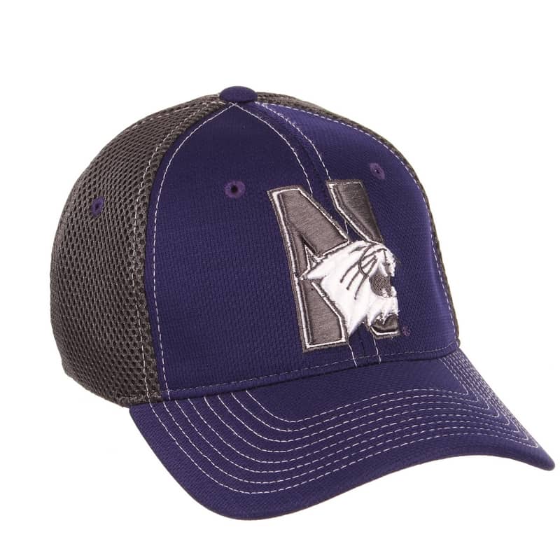 Northwestern University Wildcats Zephyr Constructed Flex Fit Purple/Charcoal Hat with Tonal N-Cat Design