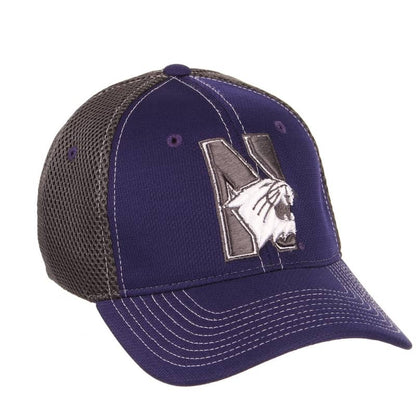 Northwestern University Wildcats Zephyr Constructed Flex Fit Purple/Charcoal Hat with Tonal N-Cat Design