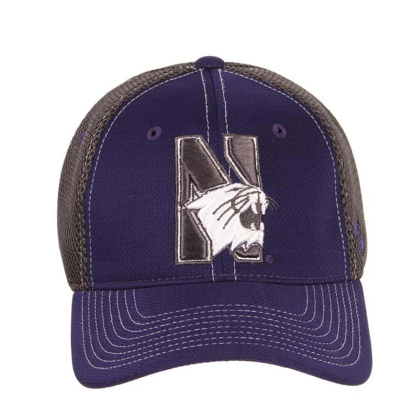 Northwestern University Wildcats Zephyr Constructed Flex Fit Purple/Charcoal Hat with Tonal N-Cat Design