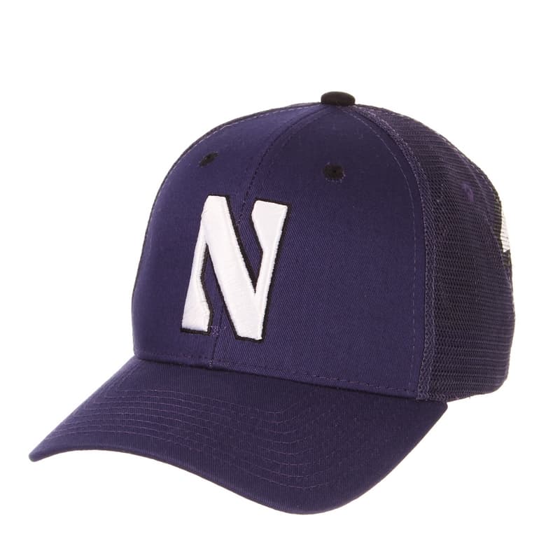 Northwestern Wildcats Zephyr Constructed Adjustable Purple/Purple Trucker Mesh Hat with Stylized N Design