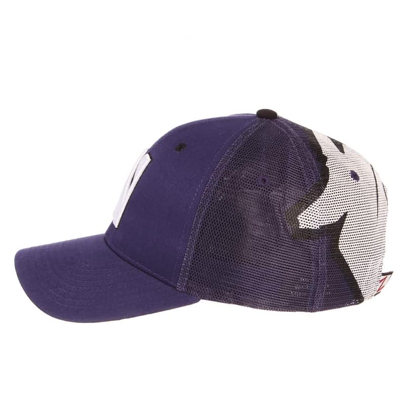 Northwestern University Wildcats Zephyr Constructed Adjustable Purple/Purple Trucker Mesh Hat with Stylized N Design