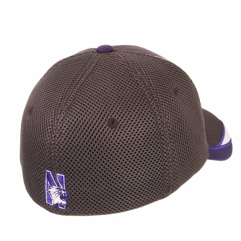 Northwestern University Wildcats Zephyr Constructed Flex Fit Charcoal Hat with Purple/White Accent and Stylized N Design