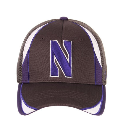 Northwestern Wildcats Zephyr Constructed Flex Fit Charcoal Hat with Purple/White Accent and Stylized N Design
