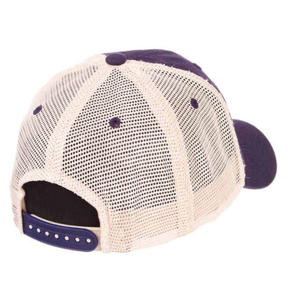 Northwestern University Wildcats Zephyr Unconstructed Adjustable Dark Purple/Natural Trucker Mesh Hat with Stylized N Design
