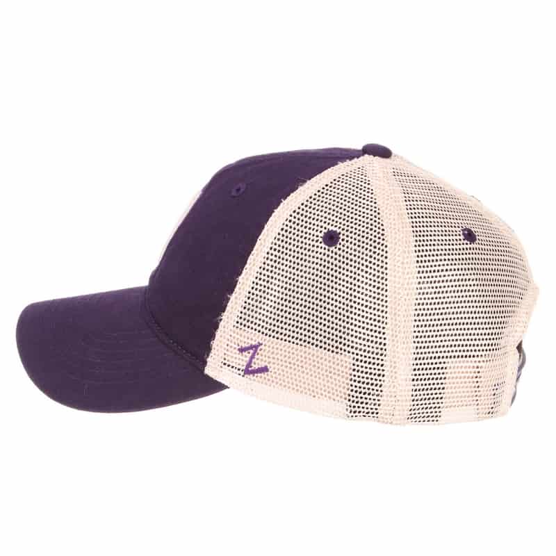 Northwestern University Wildcats Zephyr Unconstructed Adjustable Dark Purple/Natural Trucker Mesh Hat with Stylized N Design