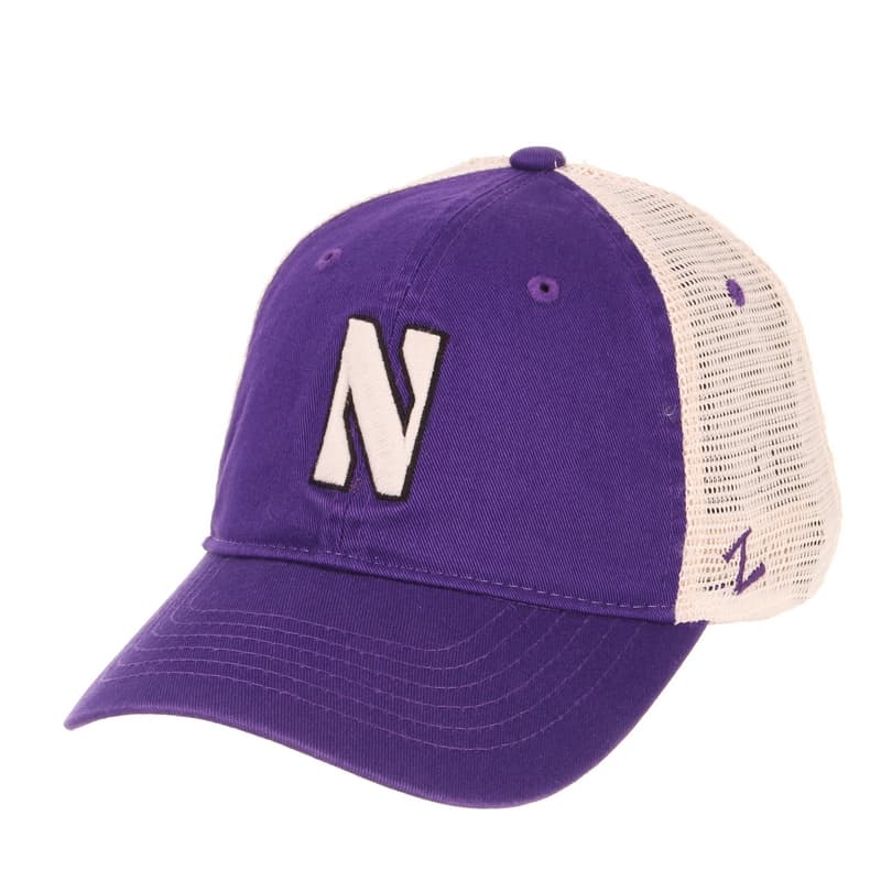 Northwestern Wildcats Zephyr Unconstructed Adjustable Purple/Natural Trucker Mesh Hat with Stylized N Design