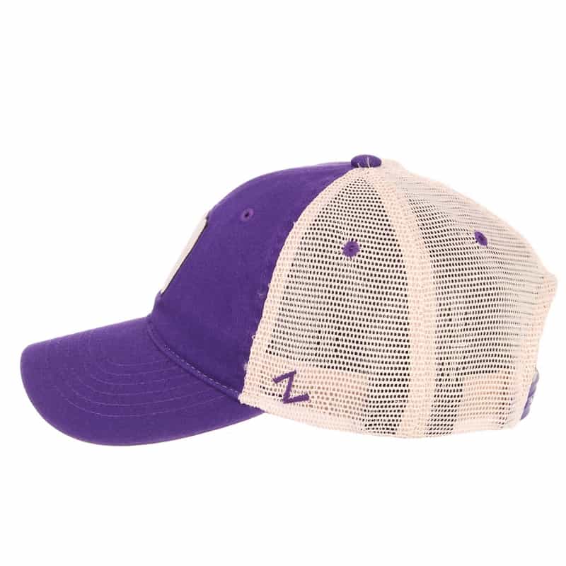 Northwestern University Wildcats Zephyr Unconstructed Adjustable Purple/Natural Trucker Mesh Hat with Stylized N Design