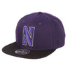 Northwestern Wildcats Zephyr Constructed Adjustable Dark Purple/Black Flat Brim Snapback Hat with Tonal N-cat Design