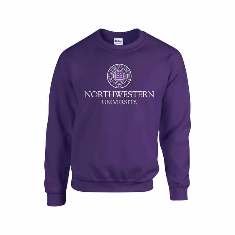 Northwestern University Wildcats Men's Purple Crewneck Sweatshirt with Northwestern University Seal Design