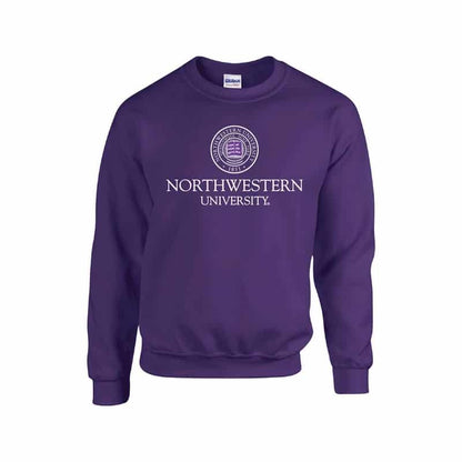 Northwestern University Wildcats Men's Purple Crewneck Sweatshirt with Northwestern University Seal Design