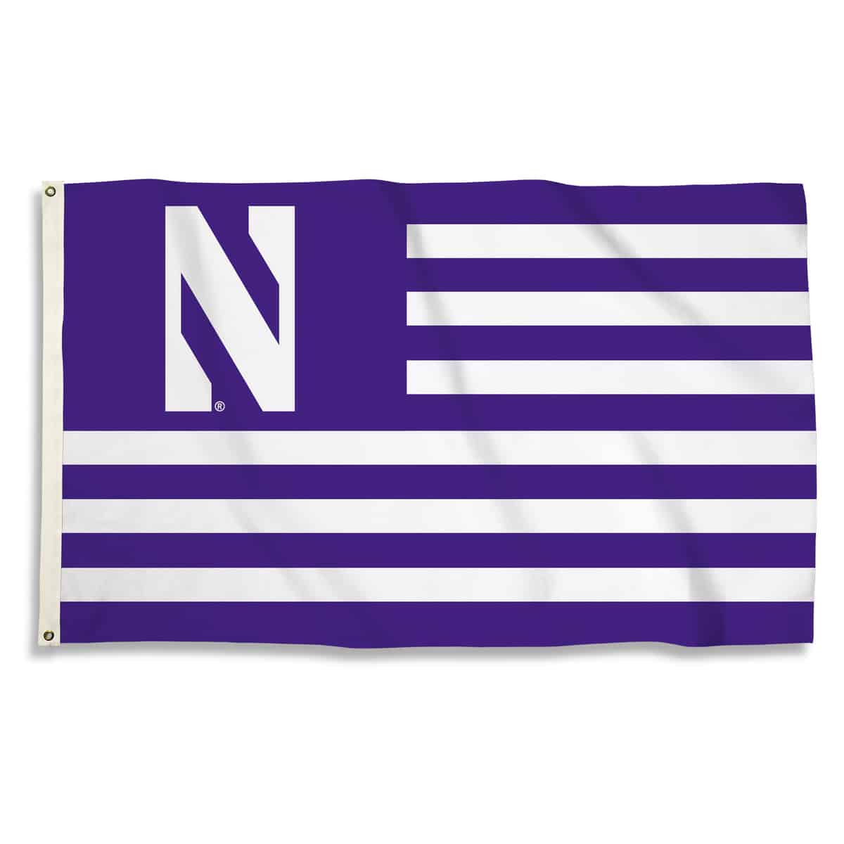 Northwestern University Wildcats Purple & White Striped 3'X5' American Flag Inspired Flag