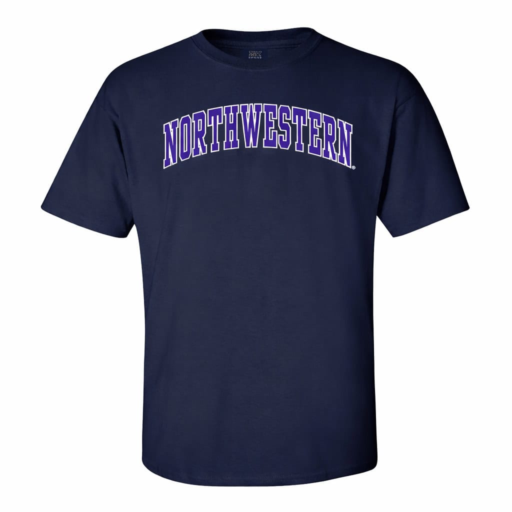 Northwestern University Wildcats Men's MV Navy Classic Tee with Two Color Arch Design
