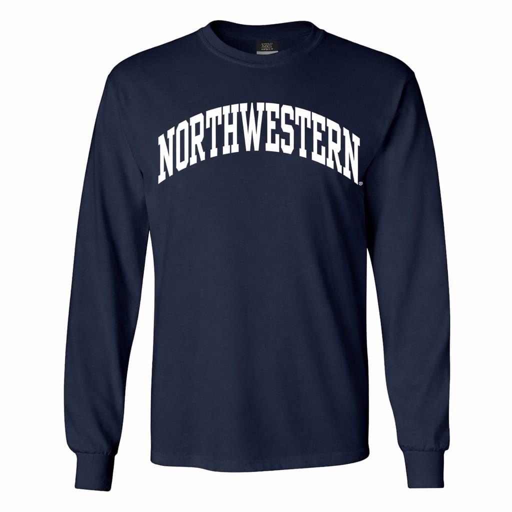 Northwestern University Wildcats Men's MV Navy Classic Long Sleeve Tee with One Color Arch Design