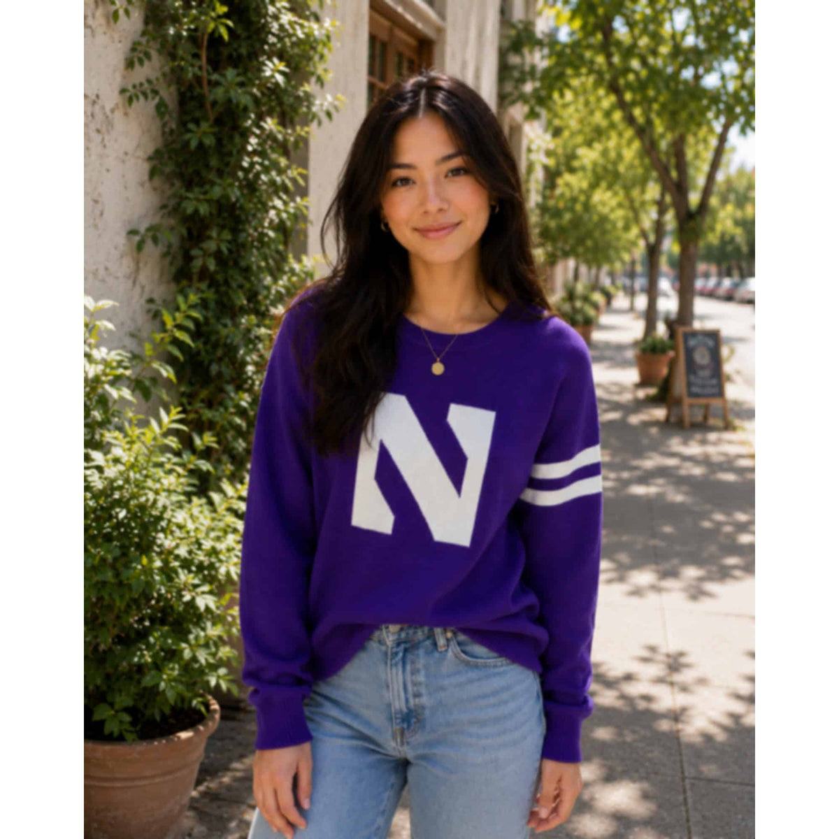 Northwestern University Wildcats Women's Newport Knits Purple Sweater