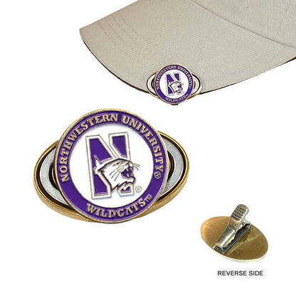 Northwestern University Wildcats Hat Clip & Ball Markers with N-Cat Design