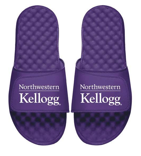 Northwestern University Wildcats Purple ISlide Flip Flops with Kellogg Design