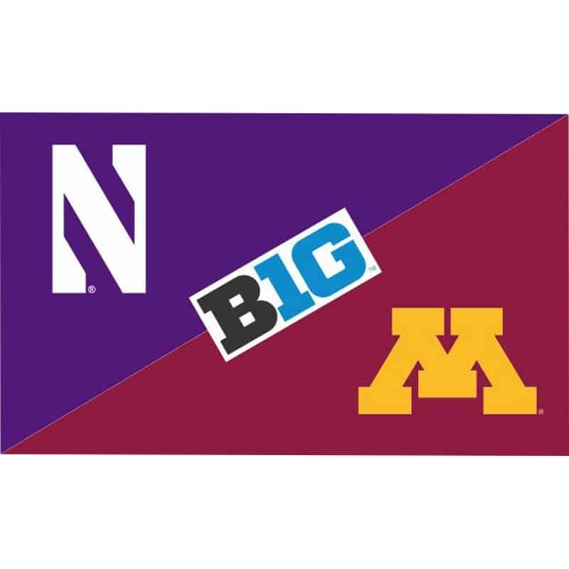 Northwestern Wildcats 3'X5' House Divided Flag with Minnesota Golden Gophers