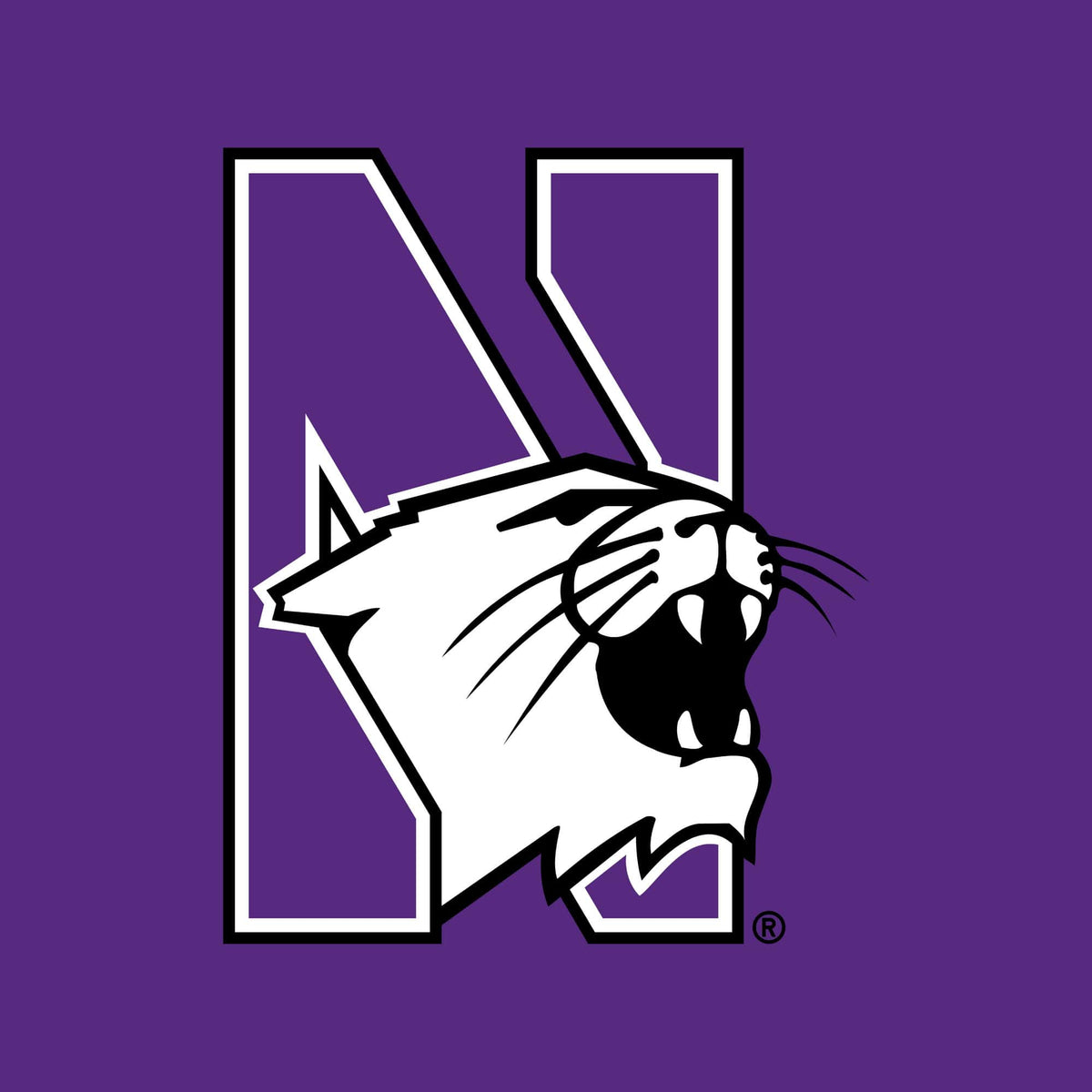 Northwestern University Wildcats Square Table Cover With Multi Color N-cat Design 48"X48"