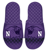 Northwestern University Wildcats Purple ISlide Flip Flops with Cat's Head Design