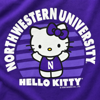 Northwestern University Wildcats Hello Kitty Men’s Purple Short Sleeve T-Shirt
