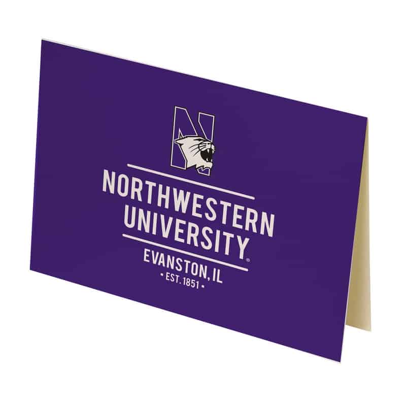 Northwestern University Wildcats Purple Notecard with Envelope & "N-cat Northwestern 1851" Design