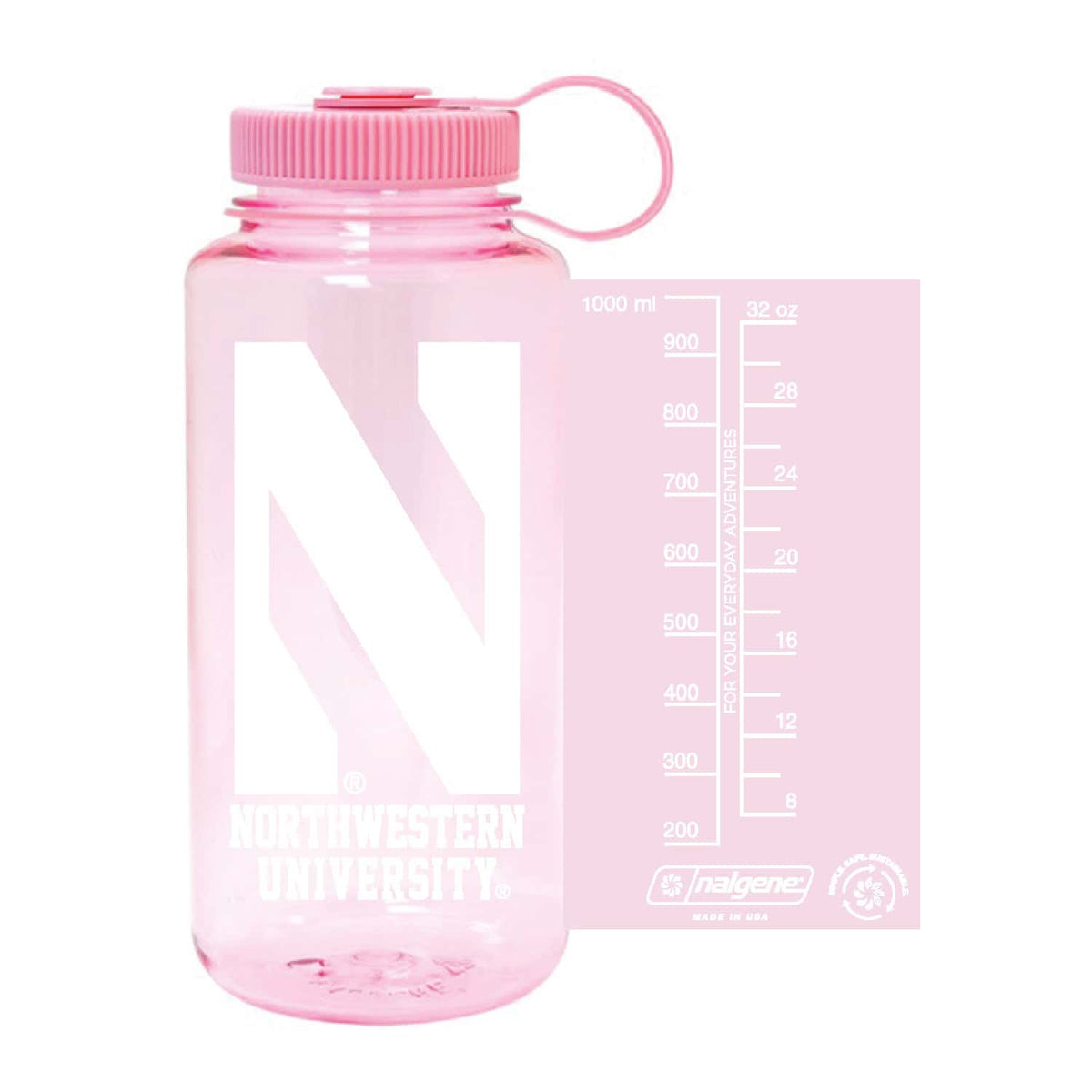 Northwestern University Wildcats 32 oz. Cosmo Pink Tritan Wide Mouth Nalgene Water Bottle with Stylized N Design