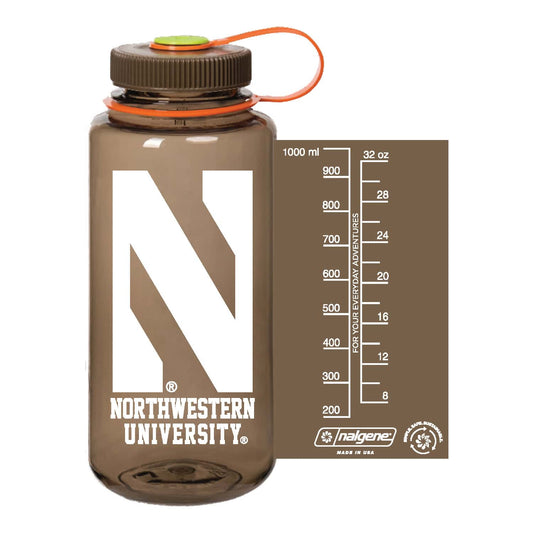 Northwestern University Wildcats 32 oz. Wood Tritan Wide Mouth Nalgene Water Bottle with Stylized N Design