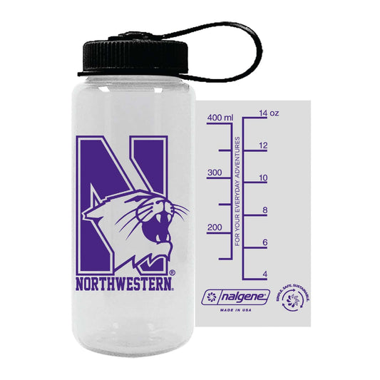 Northwestern University Wildcats 16 oz. Clear Tritan Wide Mouth Nalgene Bottle with N-Cat Design