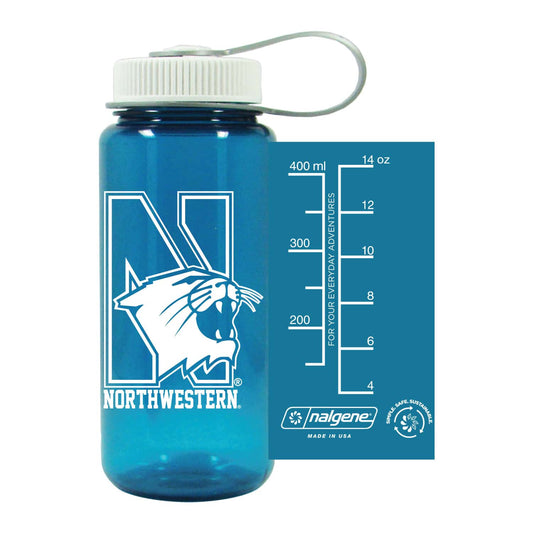 Northwestern University Wildcats 16 oz. Trout Green Tritan Wide Mouth Nalgene Bottle with N-Cat Design
