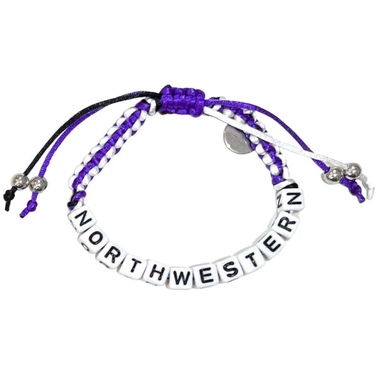 Northwestern University Wildcats Spirit Box Braid Bracelet with Northwestern Lettering