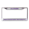 Northwestern University Wildcats Chrome License Plate Frame with Grey Laser Cut Alumni/Northwestern University Inserts