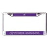 Northwestern University Wildcats Chrome License Plate Frame with Purple Laser Cut Northwestern/Communication Insert