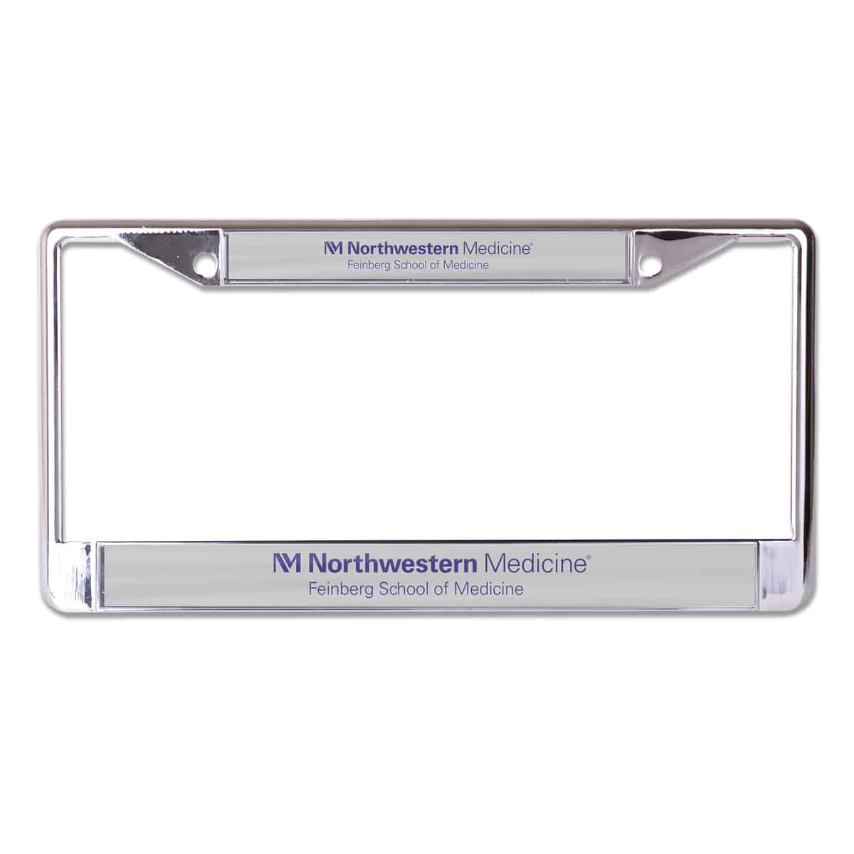 Northwestern University Wildcats Chrome License Plate Frame with Northwestern/Feinberg School of Medicine on Grey Inserts