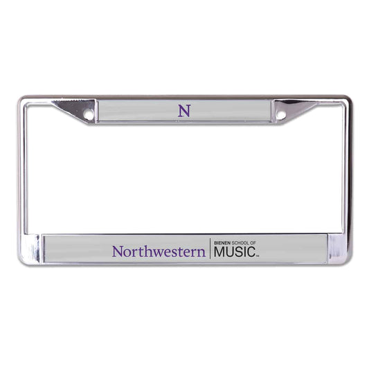 Northwestern University Wildcats Chrome License Plate Frame with Northwestern/Bienen School of Music On a Grey Insert