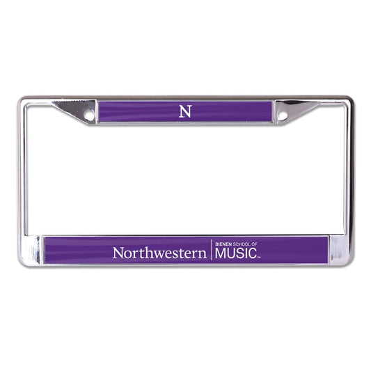 Northwestern University Wildcats Chrome License Plate Frame with Northwestern/Bienen School of Music On a Purple Insert