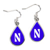 Northwestern University Wildcats Purple Teardrop Earring With Stylized N Design