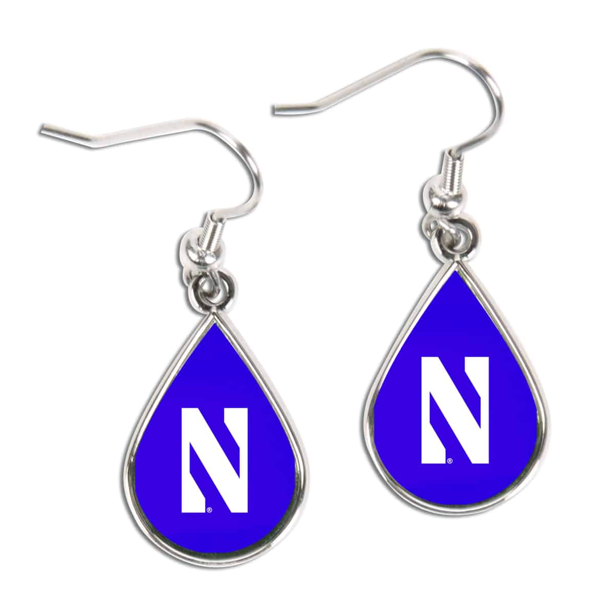 Northwestern University Wildcats Purple Teardrop Earring With Stylized N Design