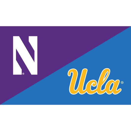 Northwestern University Wildcats 3'X5' House Divided Flag with University of California at Los Angles Bruins