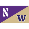 Northwestern University Wildcats 3'X5' House Divided Flag with University of Washington Huskies