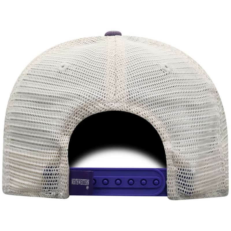 Northwestern University Wildcats Top Of The World Adjustable Snapback Purple/Cream Trucker Mesh Hat with Stylized N Design & Black Visor