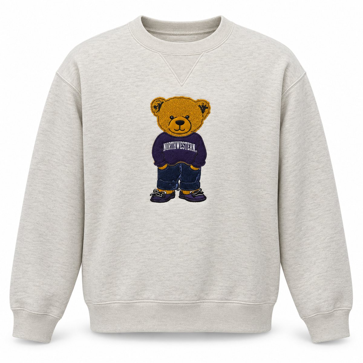 Northwestern University Wildcats Teddy Bear Crewneck Sweatshirt – Oatmeal