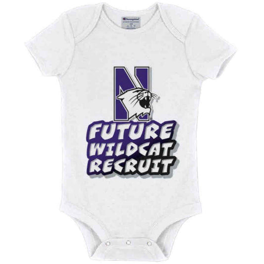 Northwestern University Wildcats Infant White Bodysuit Onesie with Future Wildcat Recruit Design