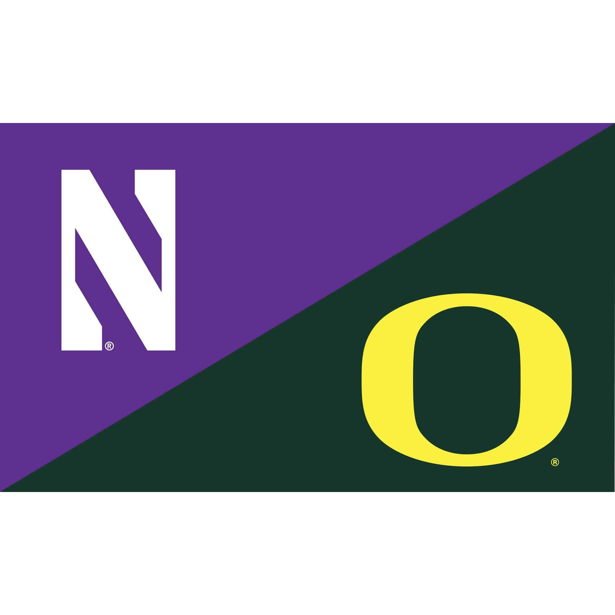 Northwestern University Wildcats 3'X5' House Divided Flag with Oregon Ducks