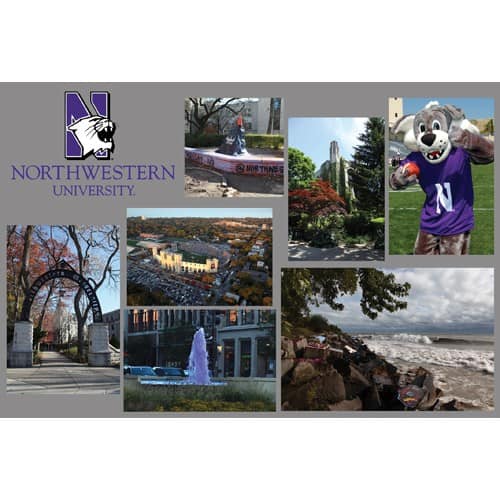 Northwestern Wildcats Postcard Montage with Mascot Design NU0056