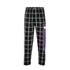 Northwestern University Wildcats Men's Black White Plaid Harley Flannel Pants with Northwestern Down The Leg