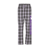 Northwestern University Wildcats Women's Charcoal Lavender Tomb Plaid Harley Flannel Pants with Northwestern Down the Leg Design