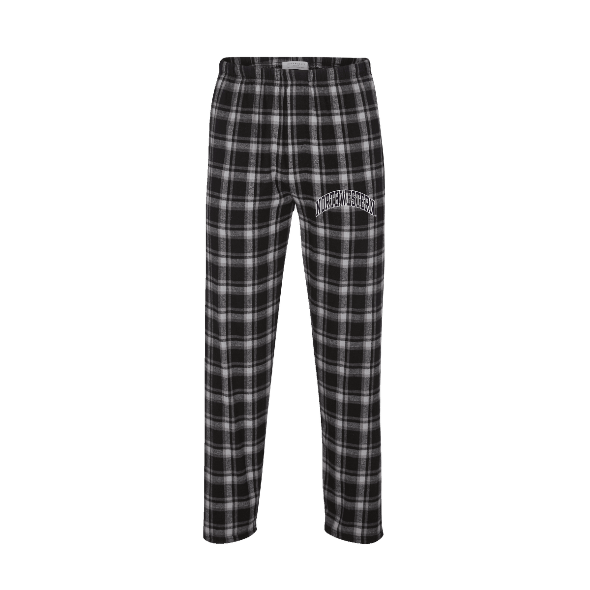 Northwestern University Wildcats Men's Heritage Black Plaid Harley Flannel Pants with Small Arched Northwestern Design